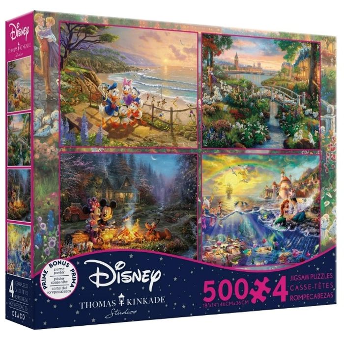 Ceaco 3677-1 Thomas Kinkade: Disney 4 in 1 Interlocking Jigsaw Puzzle