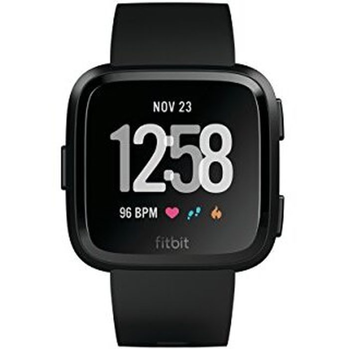 fitbit versa smart watch, black/black aluminum, one size