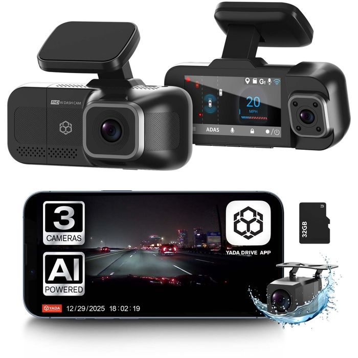 Wholesale YADA BT534582-6/2 RoadCam AI 3-Channel Dash Cam with AI ...